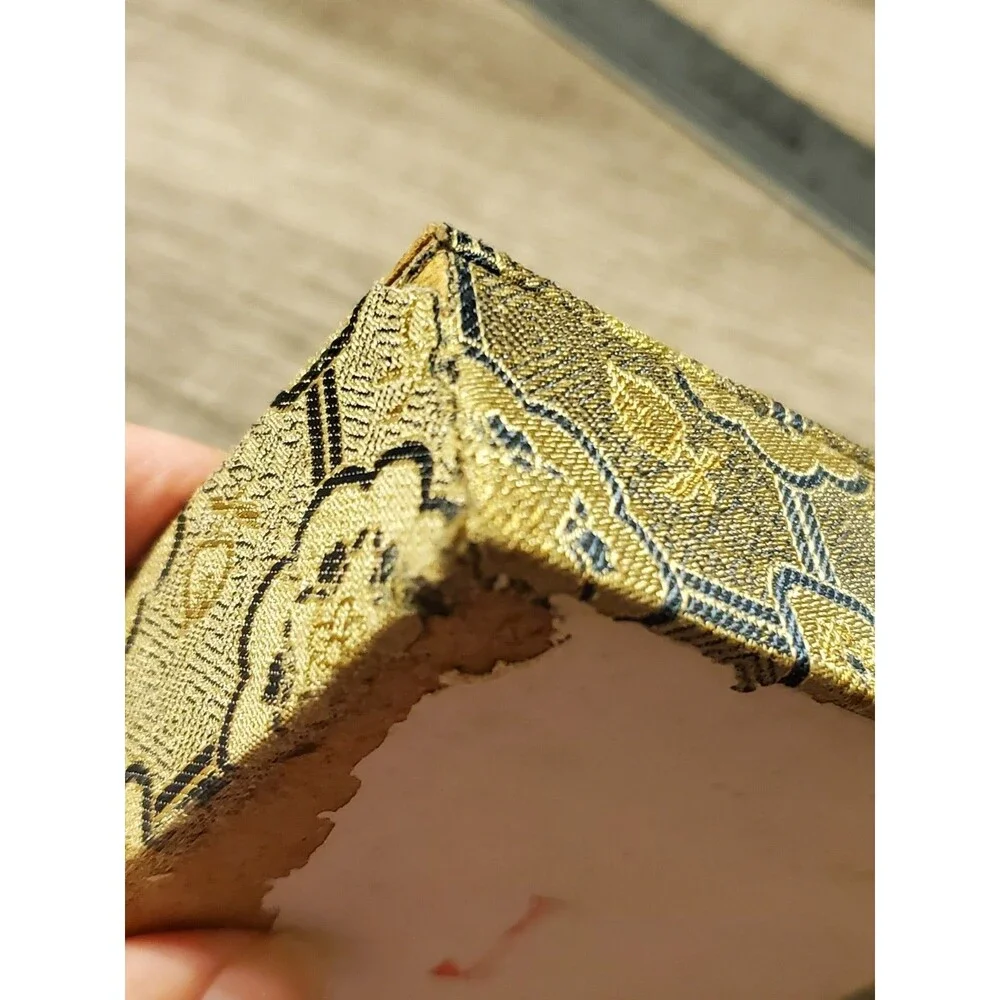 Vintage Yidege Chinese Seal Ink Pad Brocade Box  Empty Calligraphy Stamp Case